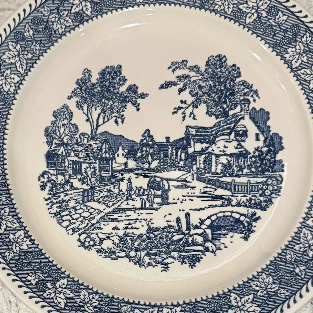 HOMER LAUGHLIN~SHAKESPEARE~COUNTRY BLUE LEAVES~ROPE EDGE~SERVING PLATTER~G13